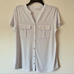 Black Polka Dot Button Down Top